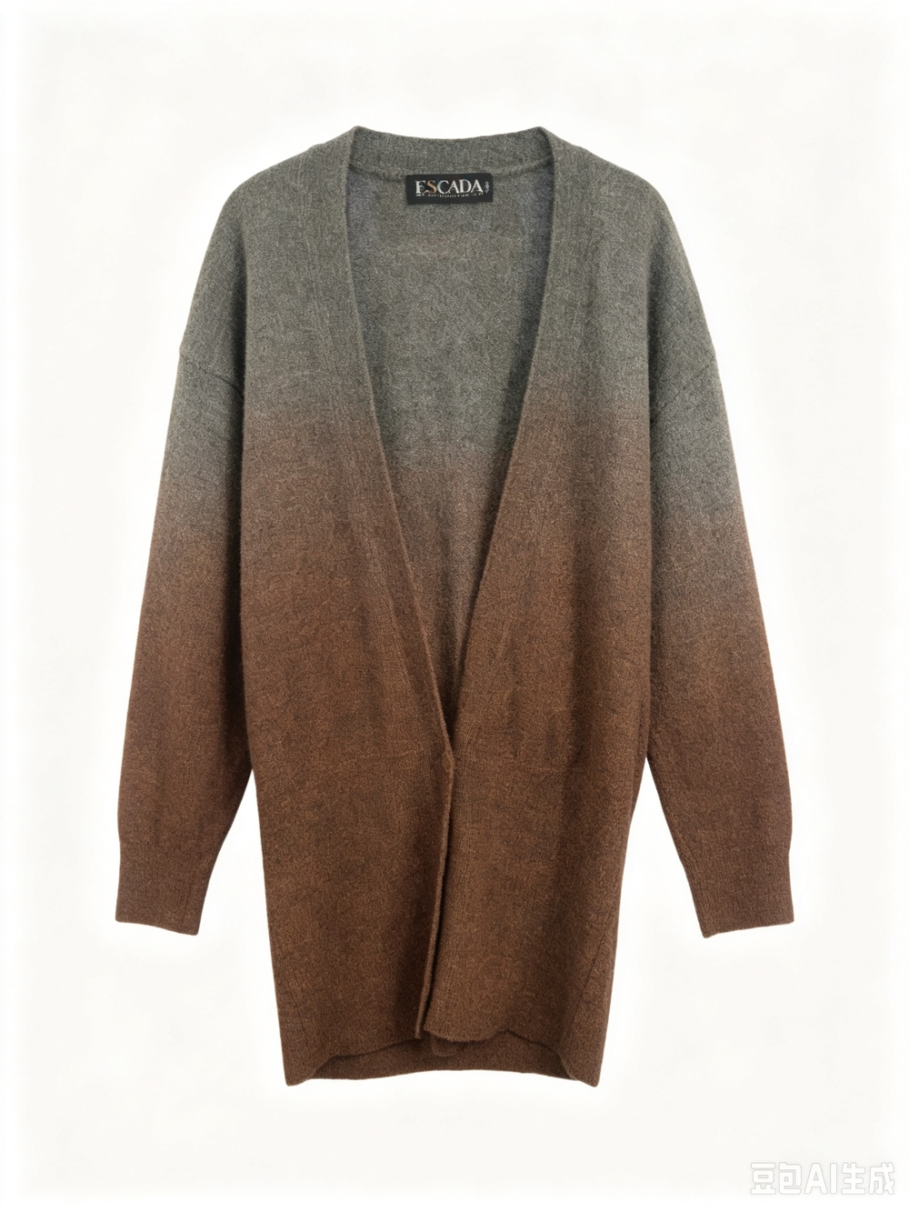 Escada Women's Ombre Gray to Brown Open Front Cardigan Sweater